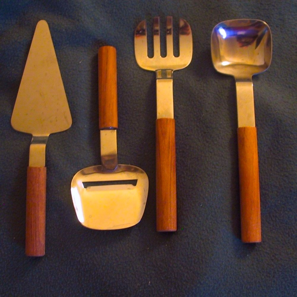 Elegant Silver and Brown Serving Utensils for Dining